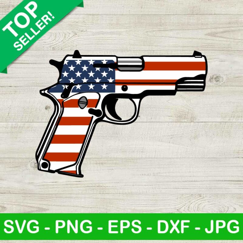 American Flag Gun SVG, Gun Flag SVG, 4th Of July Gun SVG