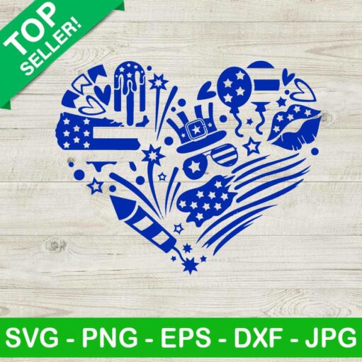 American Independence Day Heart SVG