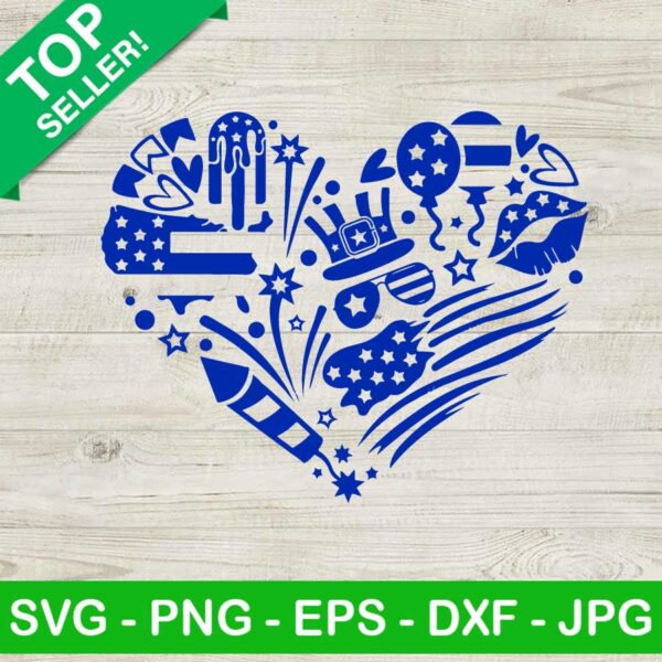 American Independence Day Heart SVG