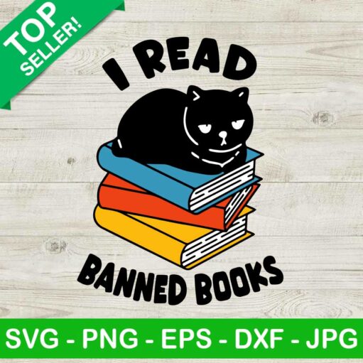 I Read Banned Books Black Cat SVG