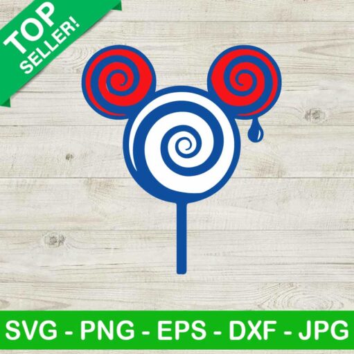 Red Blue And White Mickey Lollipop Svg