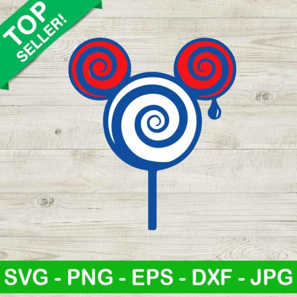 Red Blue And White Mickey Lollipop SVG
