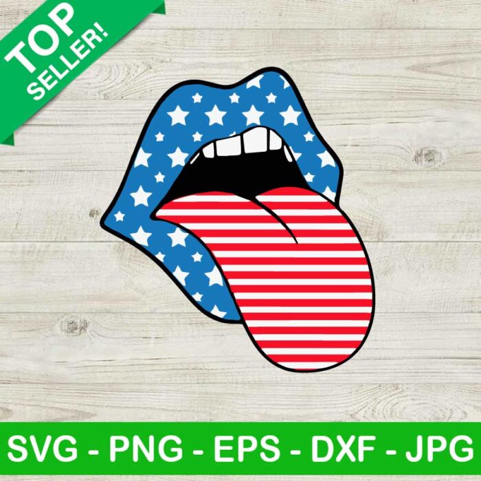 American Flag Lip SVG, 4th Of July Lip SVG, USA Flag Lip Tongue SVG