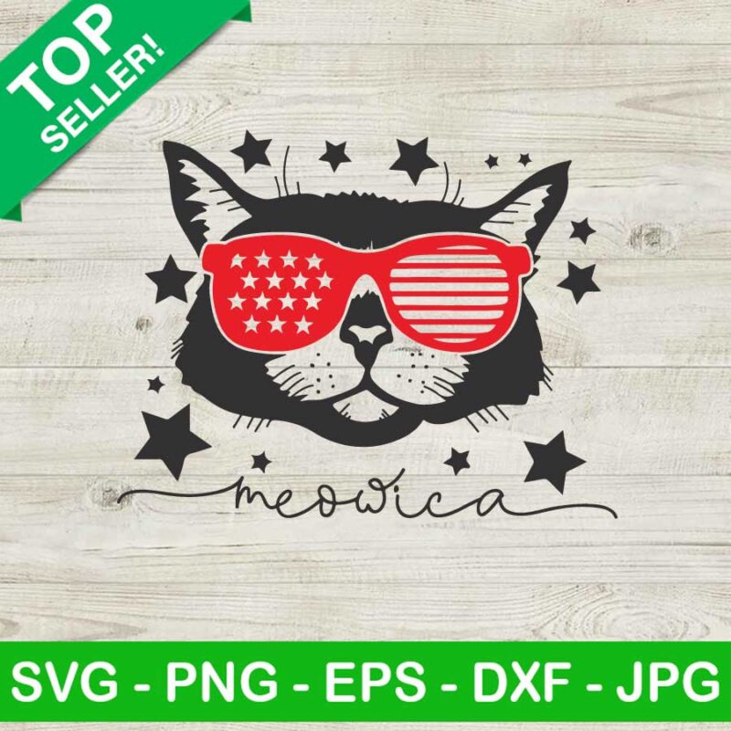 Meowica Glasses SVG, 4th Of July Meowica SVG, Patriotic SVG