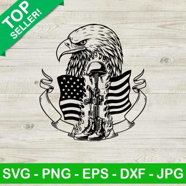 Eagle Fallen Soldier Tribute SVG, Boots Gun Dog Tag SVG, Eagle America Soldier SVG
