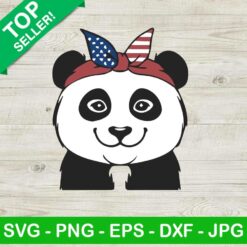 Cute Panda With American Flag Bandana SVG, American Flag Bandana SVG, 4Th Of July Panda SVG