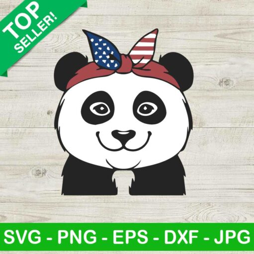 Cute Panda With American Flag Bandana Svg