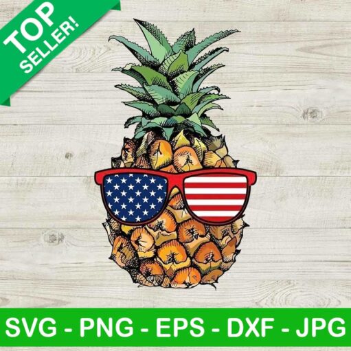 Pineapple With American Sunglasses Png