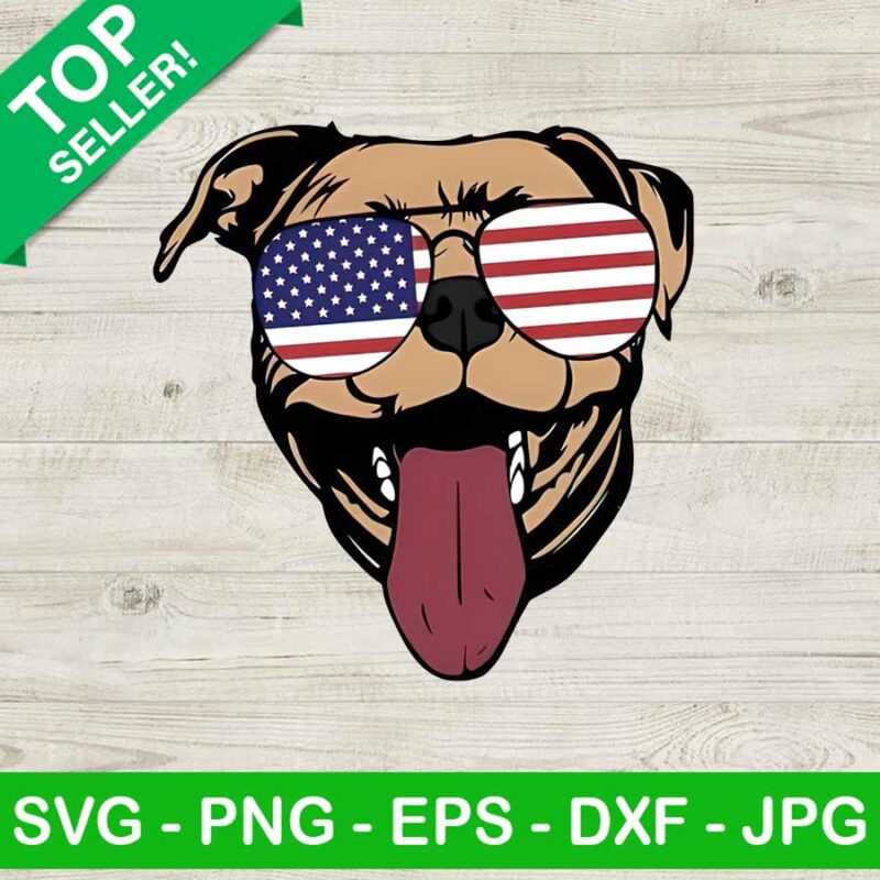 Pitbull With American Sunglasses PNG, Pitbull Dog Sublimation transfer PNG, American Sunglasses Heat Transfer PNG