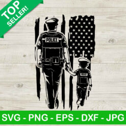 American Flag Police Father And Son SVG