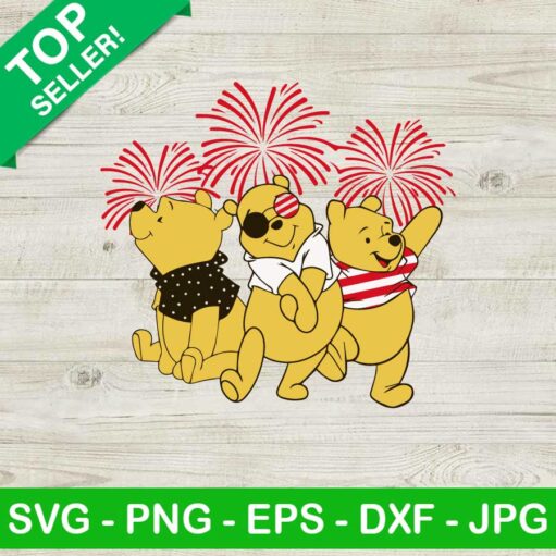 Winnie The Pooh And Firework USA SVG