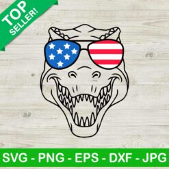 July 4th T Rex Sunglasses SVG, Patriotic Dinosaur SVG, 4th Of July Dinosaur SVG