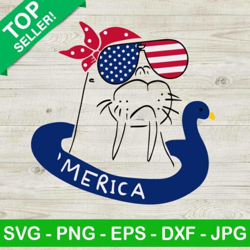 'Merica walrus with Usa sunglasses SVG