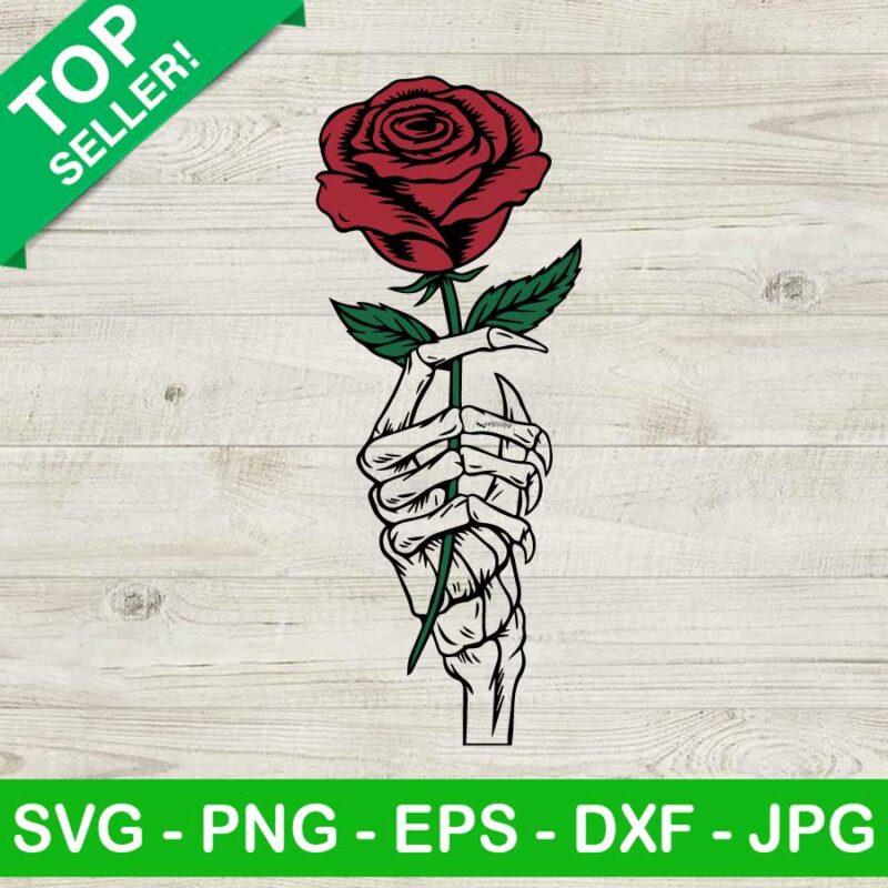 Skull Hand With Rose SVG, Skeleton Hand Rose SVG, Hand With Rose SVG