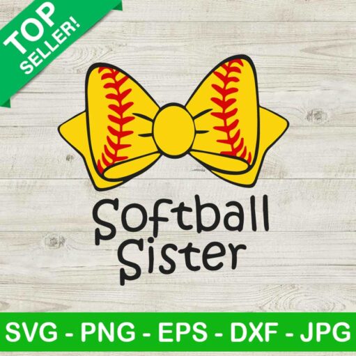 Softball Sister Bow Svg