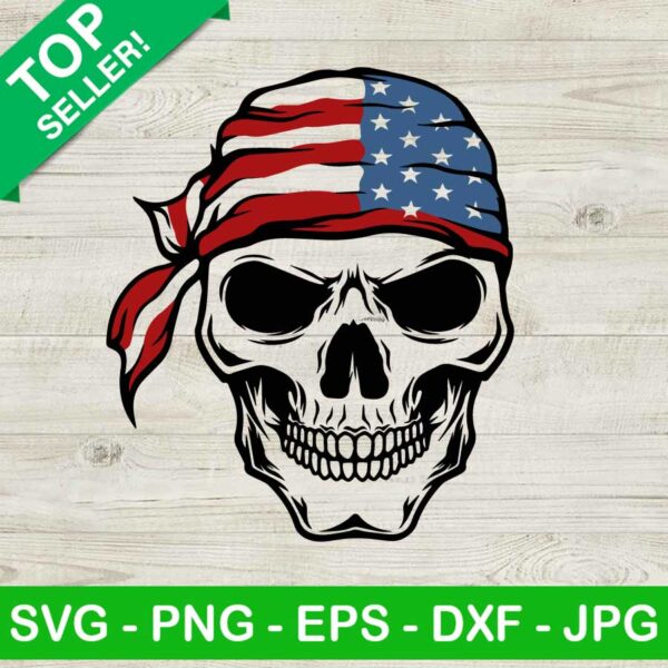 Skull With USA Flag Bandana SVG