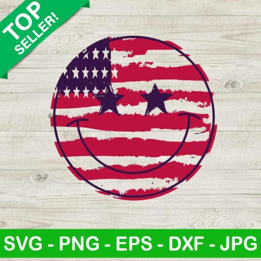 Smiley Face American Flag Svg