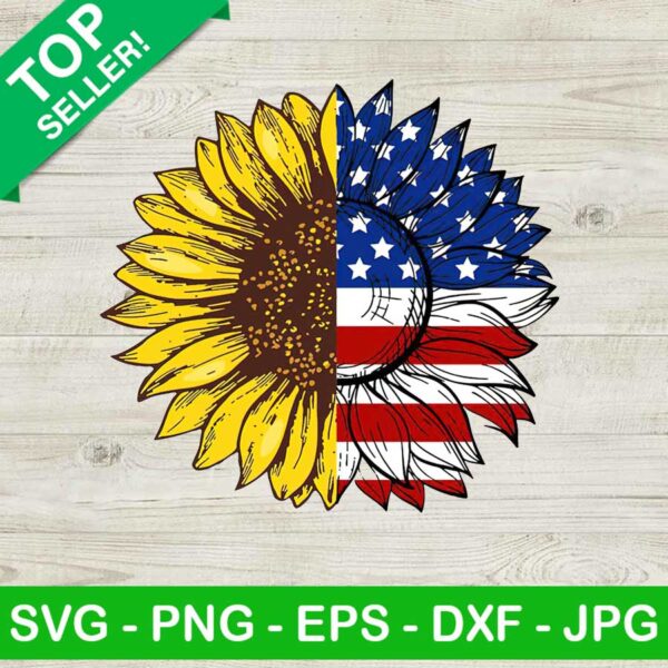Sunflower American Flag PNG, Independence Day Sublimation transfer PNG, Sunflower Heat Transfer PNG