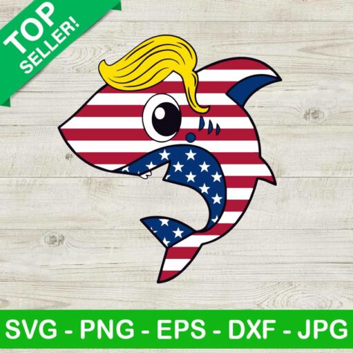 American flag shark with Trump hair SVG