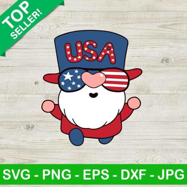 Cute America Gnome SVG