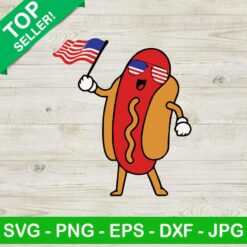 4Th Of July Hot Dog SVG, Funny Hot Dog Flag SVG, Patriotic Hotdog American Flag SVG