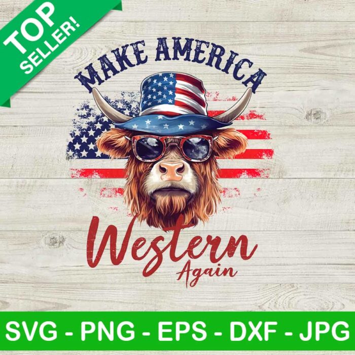 Make America Western Again Cow PNG, Western Cow Sublimation transfer PNG, Western 4th Of July Heat Transfer PNG