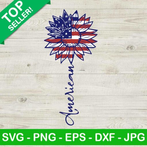 American flag sunflower 4th of july SVG