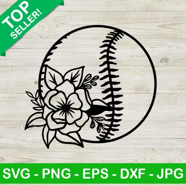 Baseball floral SVG