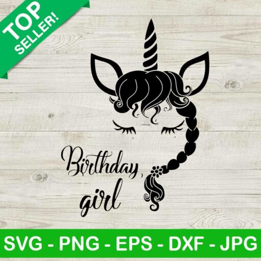 Birthday girl unicorn SVG