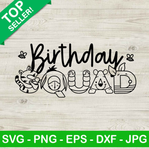 Winnie birthday squad SVG