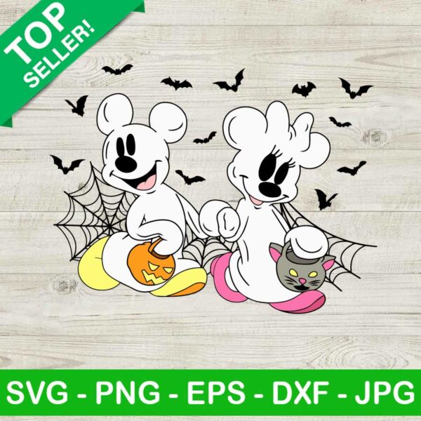 Mickey and Minnie Ghost Halloween Couple SVG