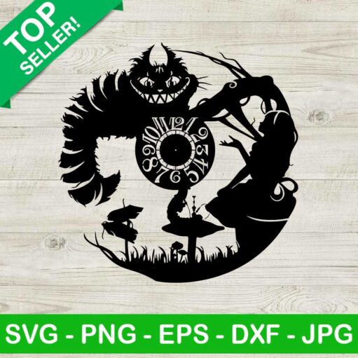 Alice in wonderland clock cat SVG