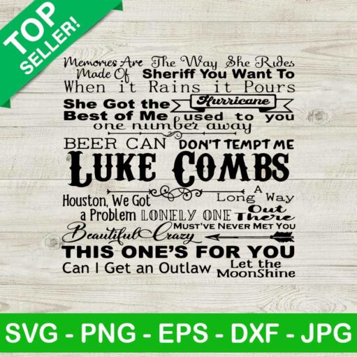 Luke Combs Country Music Tracklist Svg