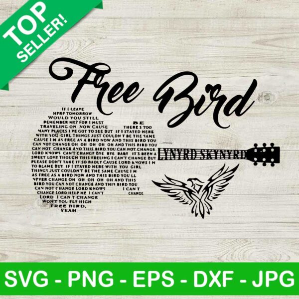 Free Bird Guitar Lyrics SVG