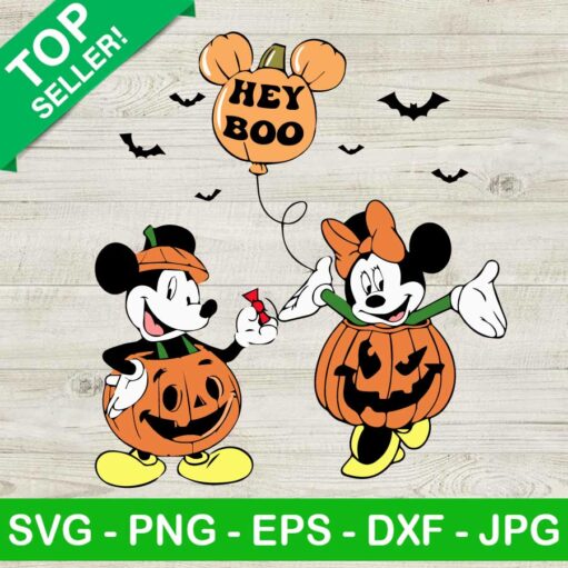 Mickey Minnie Pumpkin Hey Boo Svg