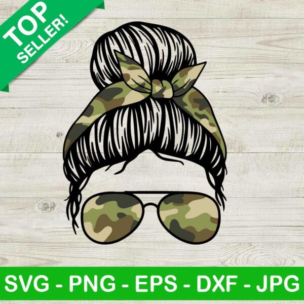 Messy Bun Camouflage SVG