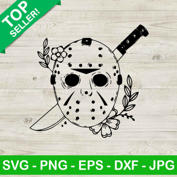 Jason mask with flower SVG