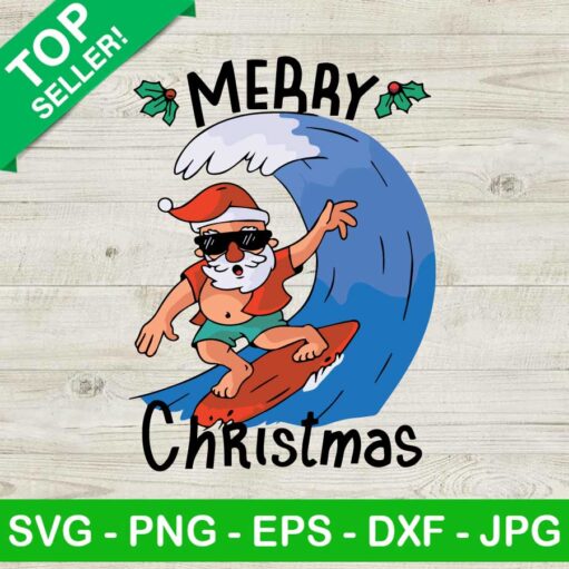 Merry Christmas Santa Surfing Svg