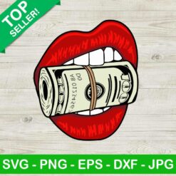 Lip bite 100 dollar bill SVG