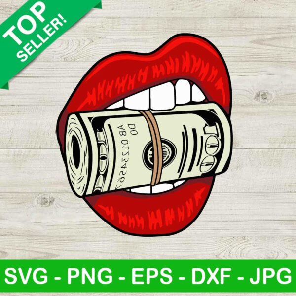 Lip bite 100 dollar bill SVG, Lip biting money roll SVG, Sexy lip bite money SVG