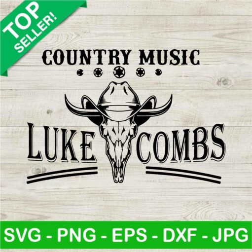 Country Music Luke Combs Bull Cowboy Hat Svg