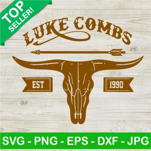 Bull Skull Luke Combs Est 1990 Svg