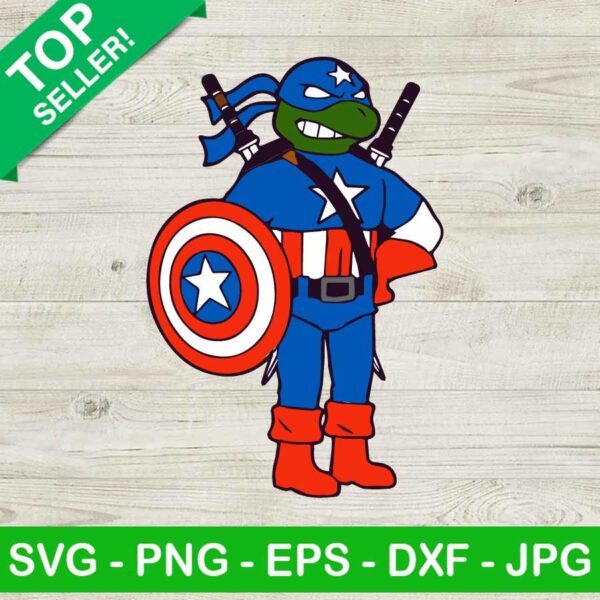 Captain America Ninja Turtle SVG, Ninja Turtle Marvel Superhero SVG, Funny Turtle Ninja SVG