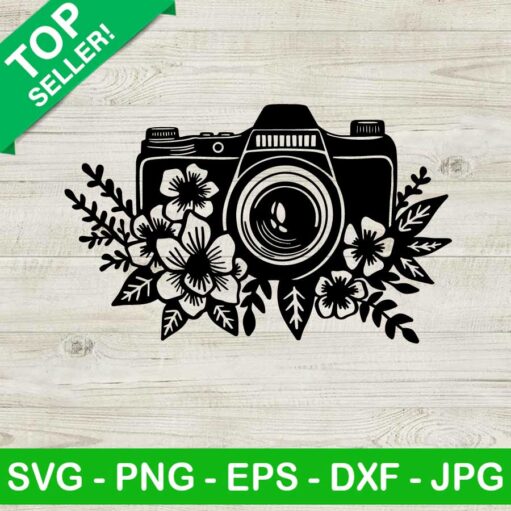 Camera With Flowers Svg