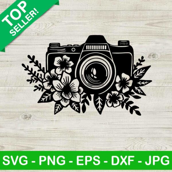 Camera With Flowers SVG