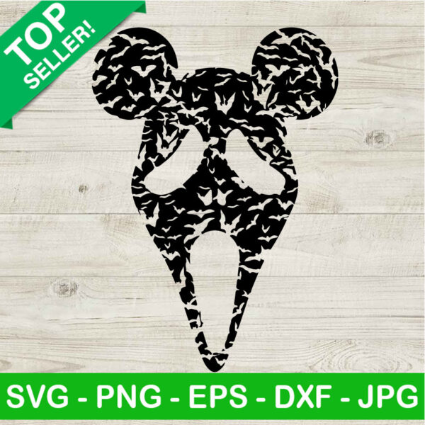 Horror Scream Ghost Face Mickey SVG, Halloween Ghost SVG, Horror Mickey Bat SVG