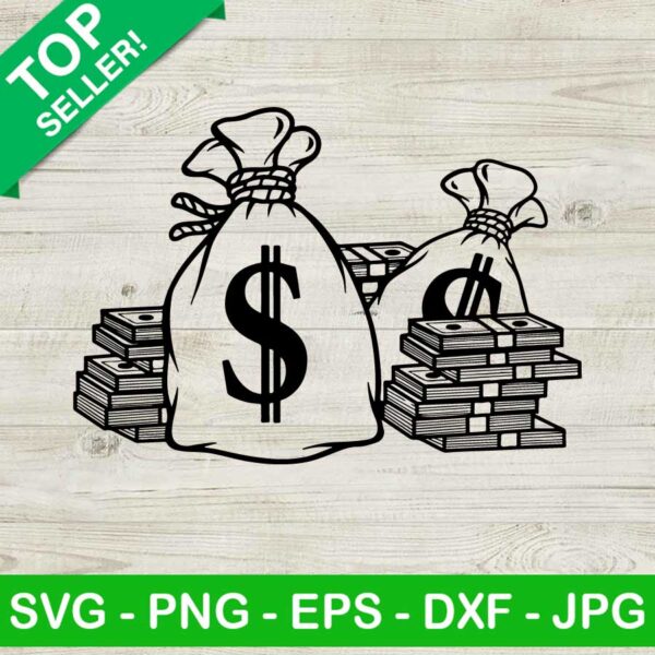Money bag with dollar sign SVG, Money dollar bag SVG, Cash bag SVG