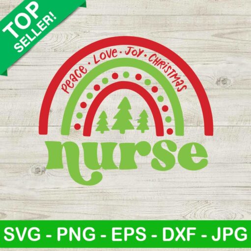 Nurse Christmas Rainbow Svg