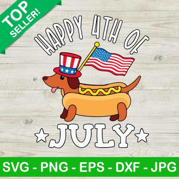 Happy 4th of july dachshund hot dog SVG