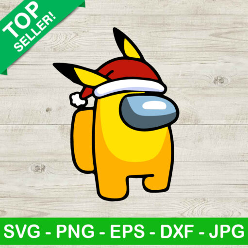 Among Us Pikachu With Santa Hat Svg